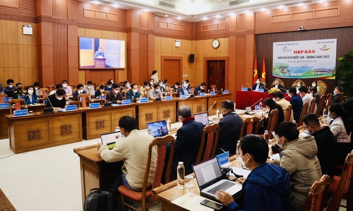 Toàn cảnh họp báo Năm Du lịch Quốc gia 2022 tại điểm cầu Quảng Nam