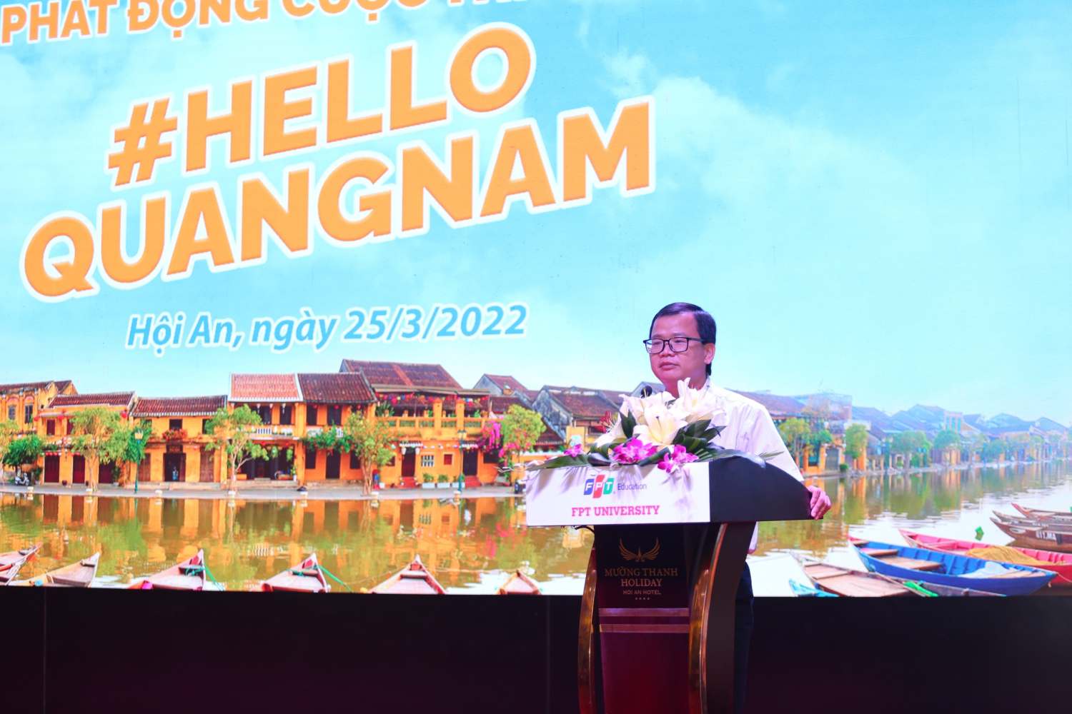 Ông Lê Ngọc Tường - Phó Giám đốc Sở VH,TT&DL tỉnh Quảng Nam phát biểu tại Lễ phát động