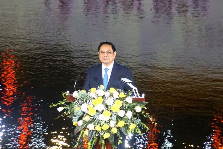 Thủ tướng Chính phủ Phạm Minh Chính phát biểu chỉ đạo Lễ Khai mạc Năm du lịch quốc gia Quảng Nam 2022
