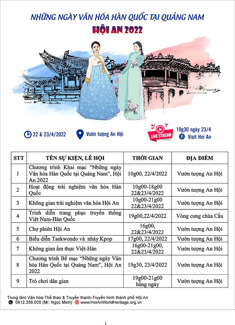 Chương trình Những ngày Văn hóa Hàn Quốc tại Quảng Nam, Hội An 2022