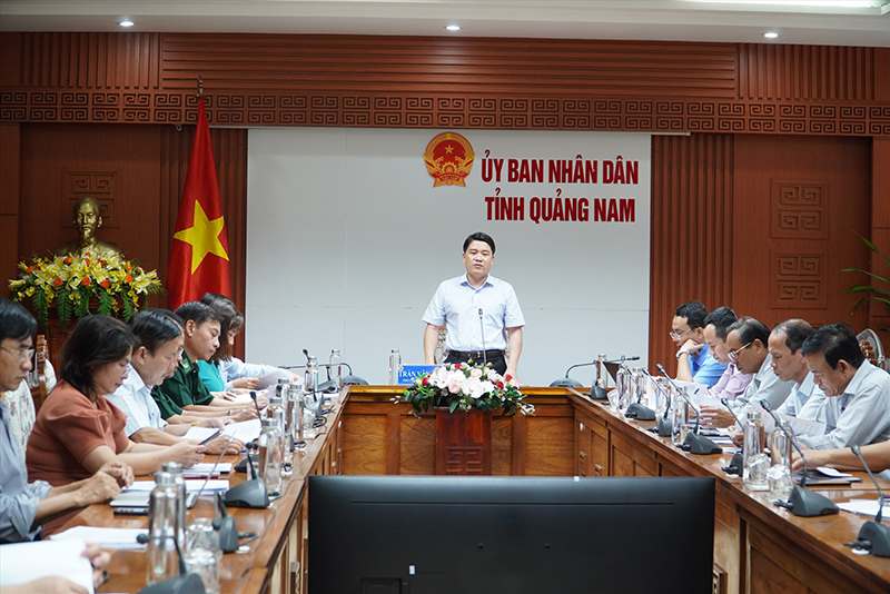 Phó Chủ tịch UBND tỉnh Trần Văn Tân phát biểu tại cuộc họp. Ảnh: H.Q